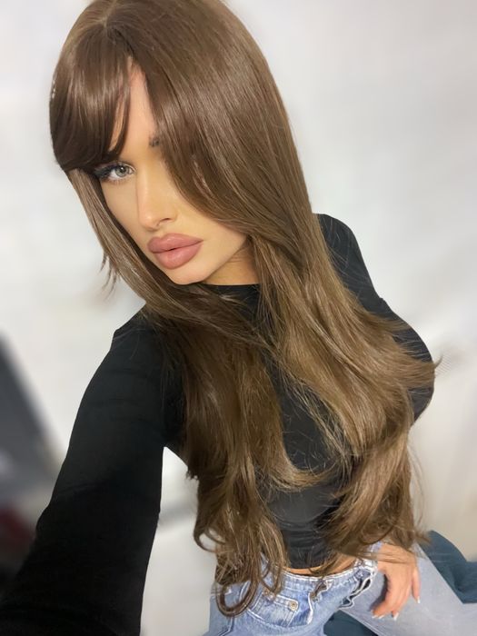 Peruca lunga saten ( maro ) natura ondulata