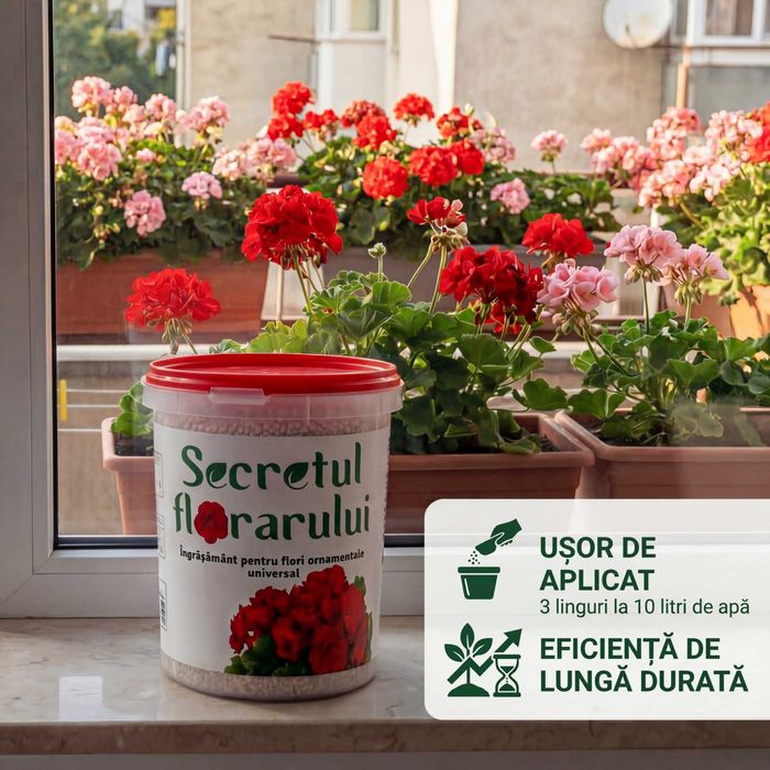 Secretul Florarului – Îngrășământ pentru Flori de Grădină 500g | Înflorire Bogată și Creștere Intensivă