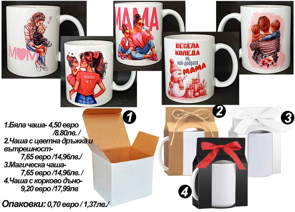 Чаши и тениски за МАМА по наш или Ваш дизайн, със снимка и/или надпис-персонализиран подарък за празници,за Коледа,за рожден ден