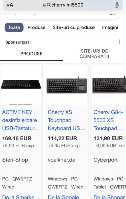 Tastatura cu touchpad CHERRY G84-5500LUMDE-2 - NOUĂ