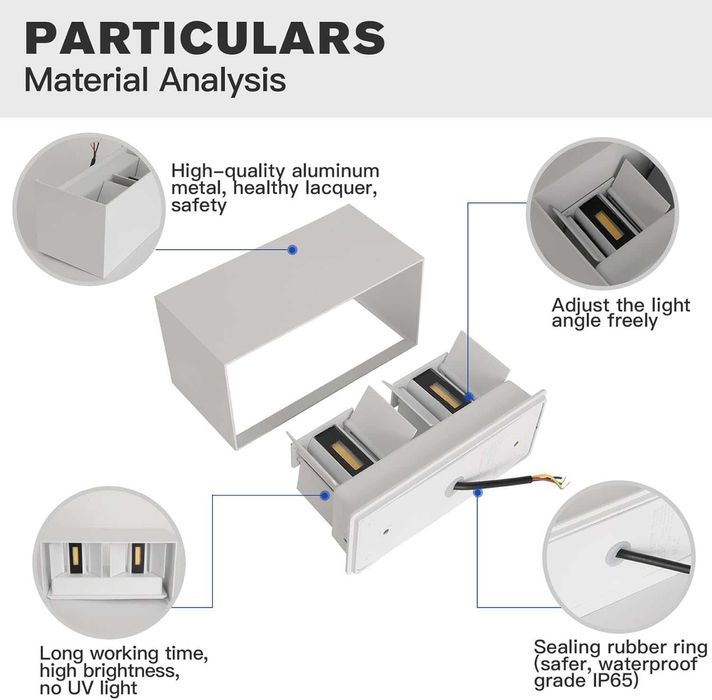 FUPE 25W външен LED аплик IP65 регулируем ъгъл 4000K бял