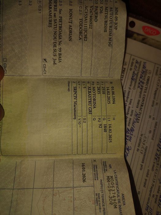 Vând Acte Mitsubishi Pajero 2.8