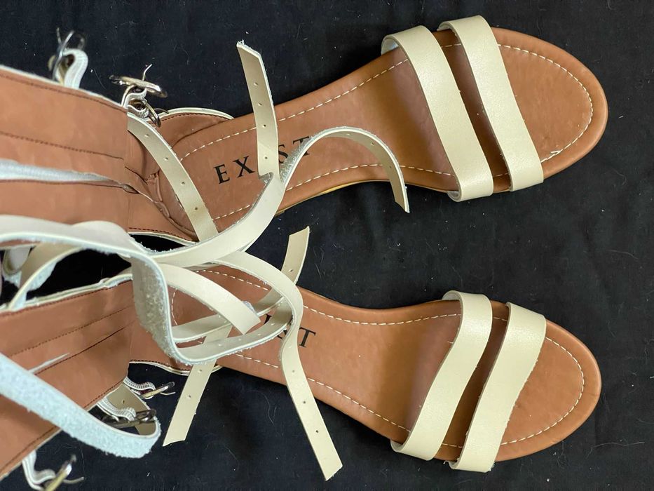 Sandale romane dama piele bej nude cureluse cizme gladiator vara