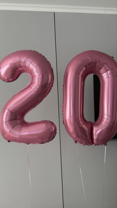 Шары гелевые розового цвета цифра 20