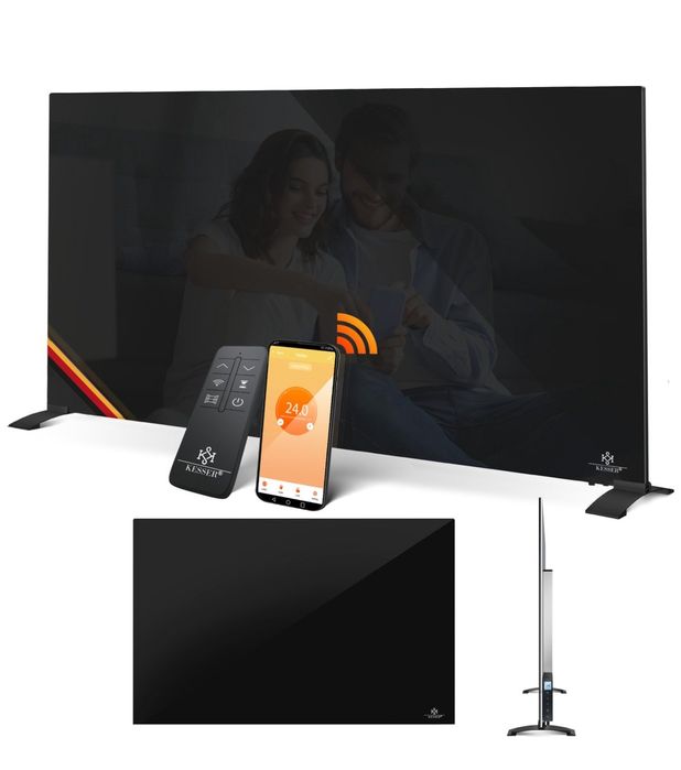 Стъклен инфрачервен нагревател 500W ,стенен и на крачета, дистанционно