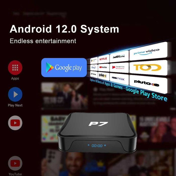TvBox P7 PRO 4/32 Работает шустро+Бесплатные Каналы