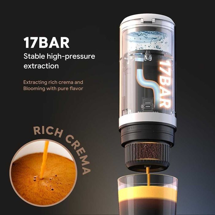 Преносима машина за еспресо BENFUCHEN за пътуване, USB-C зареждане