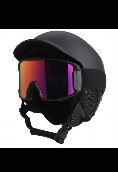 Горнолыжный шлем + маска | Matt Black / Red Mirror