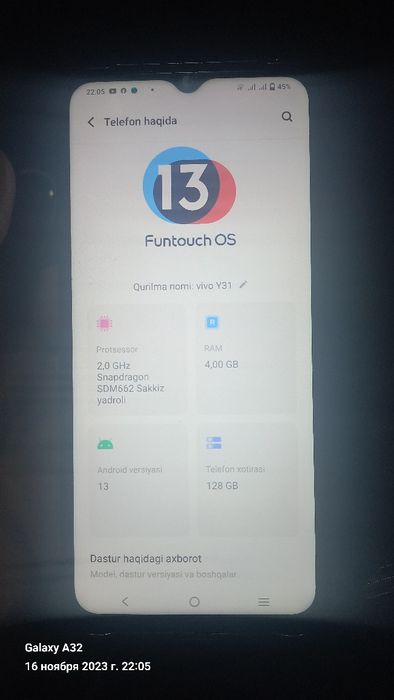 Vivo Y32 128tali 2tali sim karta