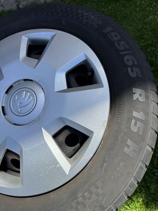 Cauciucuri vara 195/65/15 cu jante tablă 5x112 VW/Skoda/Audi