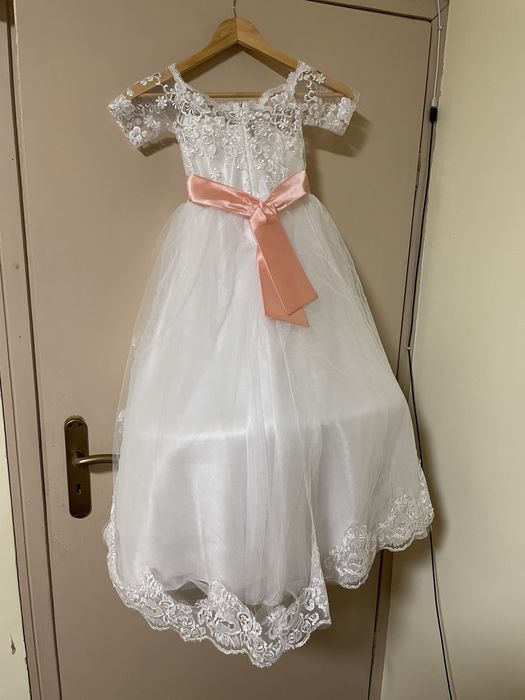 Шаферска бяла официална рокля 122-128 см или 6-7 години