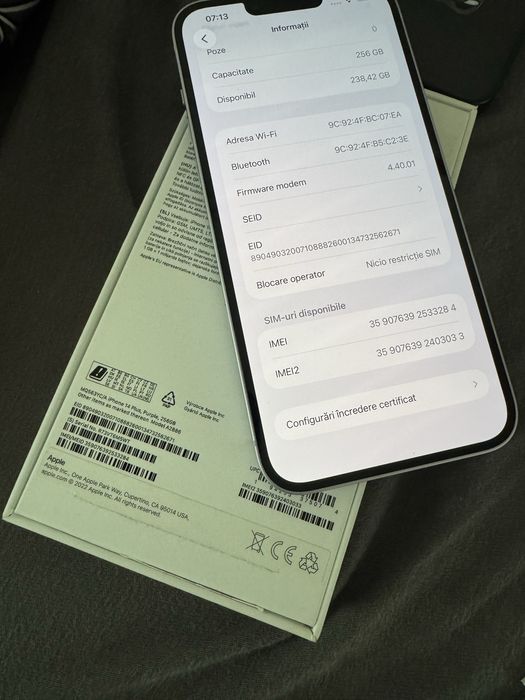 Vând Iphone 14 plus 256 gb impecabil