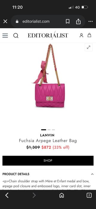 Нова! чанта Lanvin оригинална, редовна цена 1980лв.