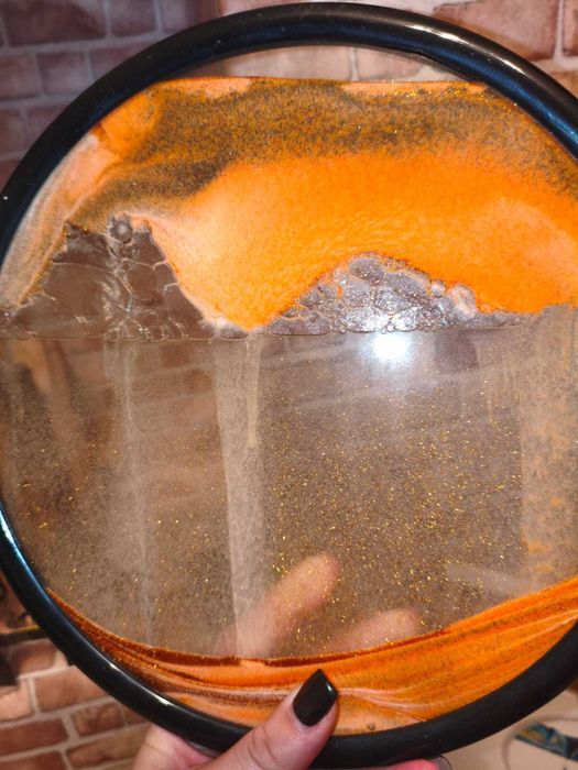 decor birou aoderun – clepsidră 3d cu nisip, 28 cm, portocaliu