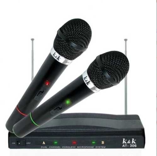 Караоке микрофони с приемник K&K 306, 2 броя безжични