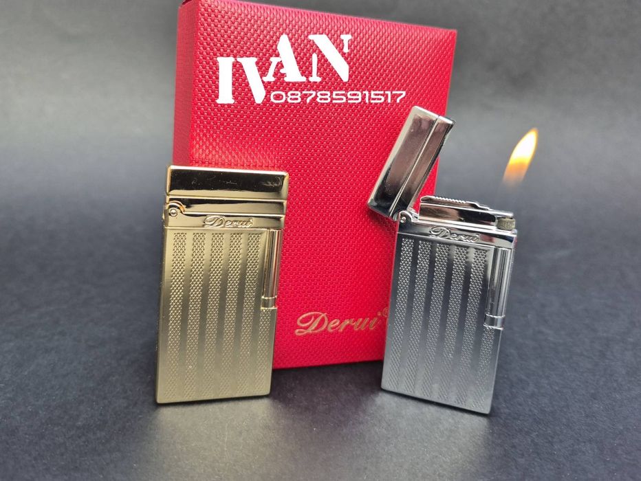 Луксозна газова метална запалка Deruy (два цвята-златиста и  сребриста