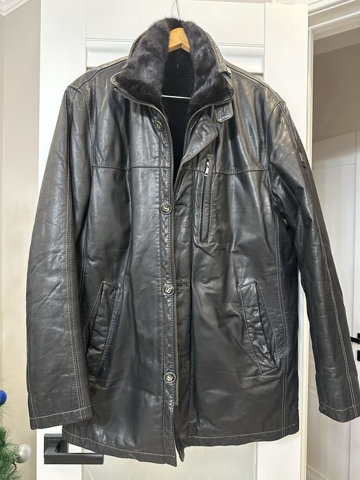 Кожаная куртка воротник норка