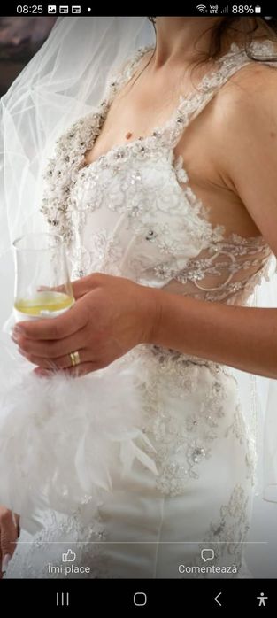 Rochie mireasa sirenă  designer 38-42 cu trena