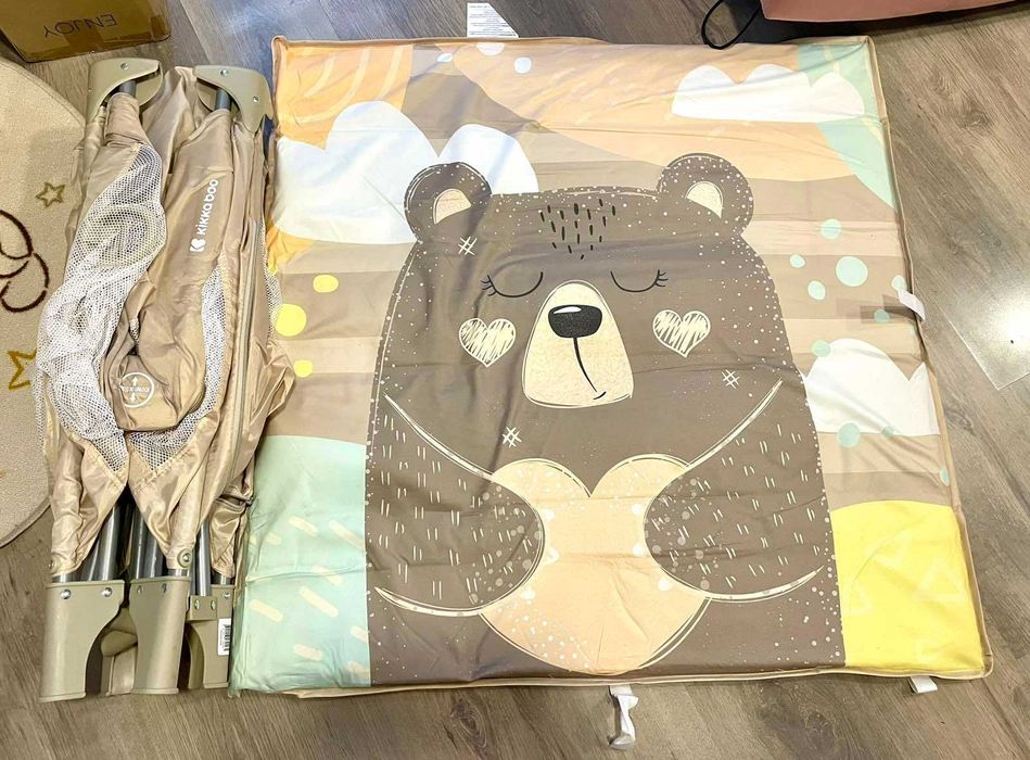 Кошара за игра KikkaBoo - Enjoy, Beige Bear + матрак