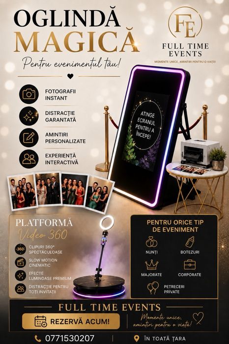 Oglinda Magica 1000 LEI pentru evenimentul tau | FULL TIME EVENTS | CELE MAI MICI PRETURI