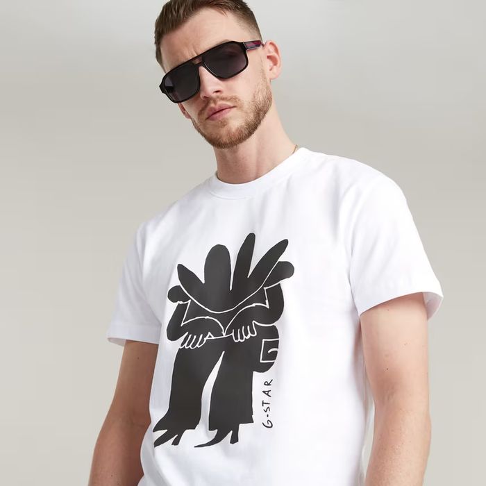 Оригинална тениска G-Star Raw Boots M нова мъжка бяла