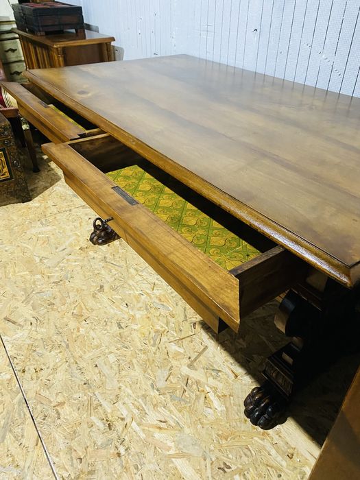 Birou Vintage Lemn Masiv Sec XIX Antic Sculptat Vechi Masa