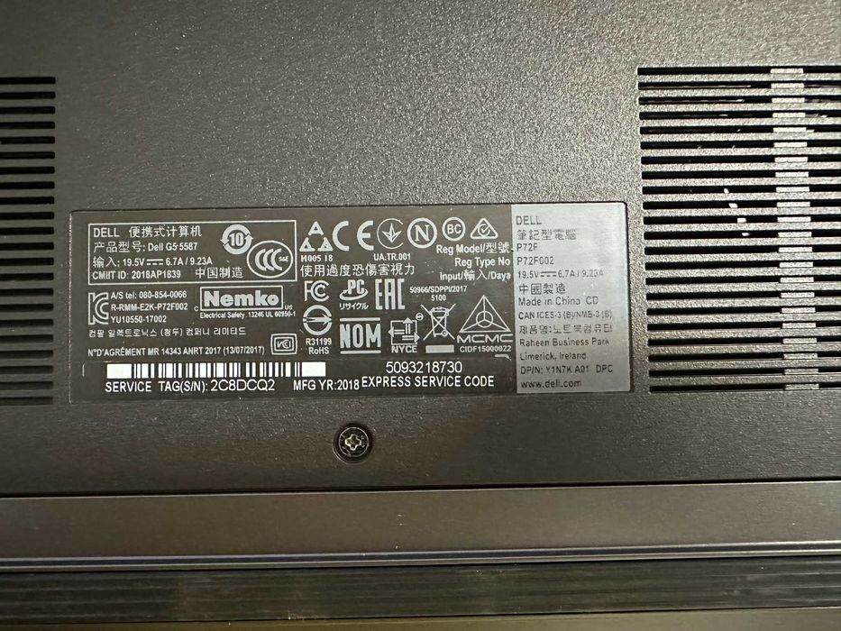 Dell G5 15 i7-8750H, 16 GB RAM, SSD+HDD 1TB, GTX 1050 TI