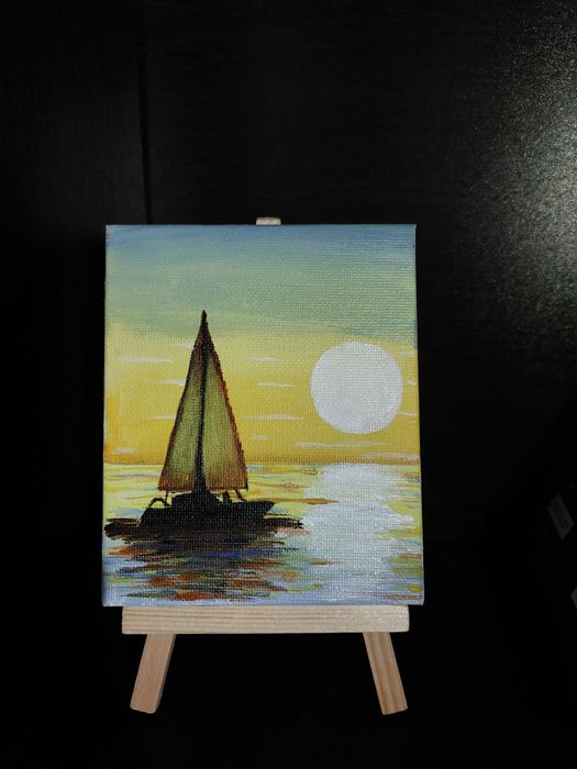 Pictura acrilica mini pe sevalet