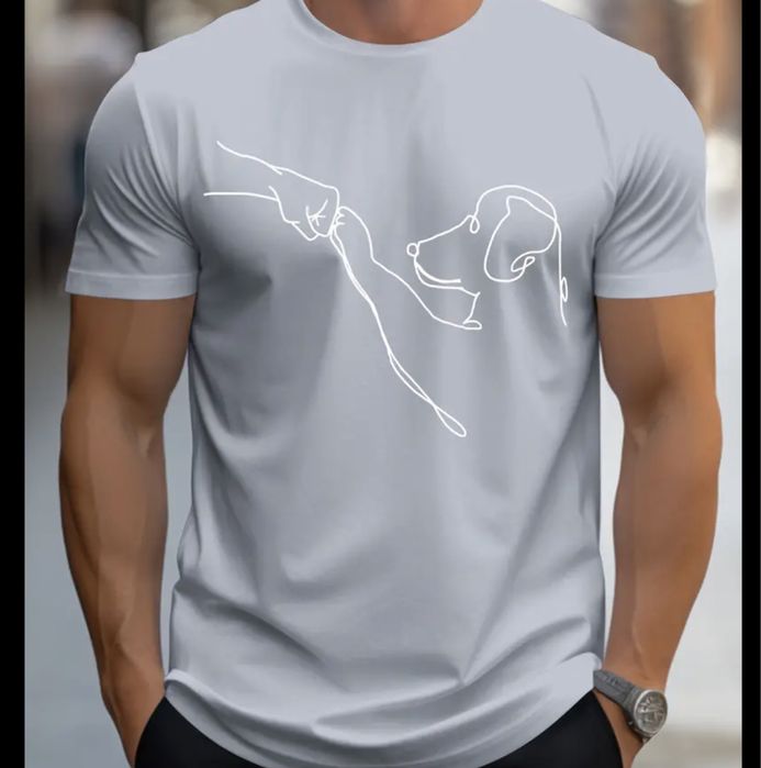 Мъжка лятна тениска с куче