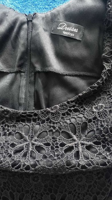 Черна лятна дантелена рокля, размер М