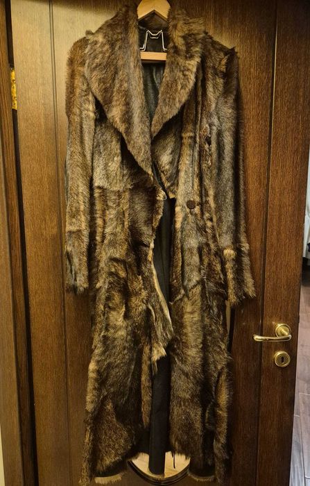 Haina lunga de blana naturala maro