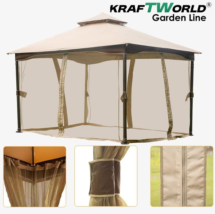 Луксозна градинска шатра Toscana 3.36×3.36м с мрежа против насекоми,UV