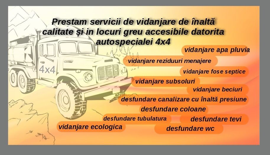 Servicii vidanjare desfundare decolmatare