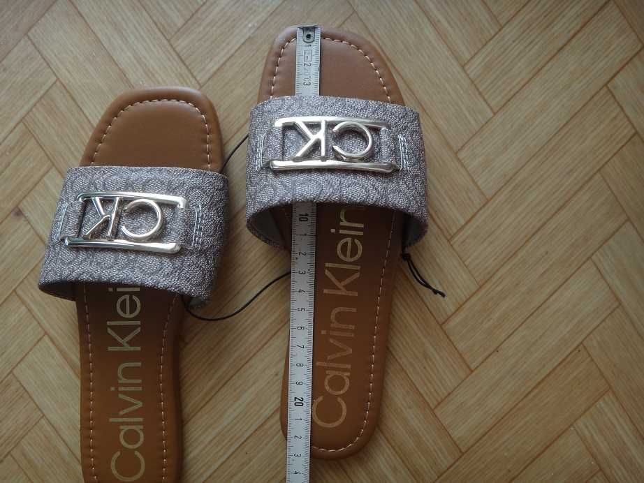 Нови оригинални чехли Calvin Klein номер 35 и 36 в кафяво и бежово