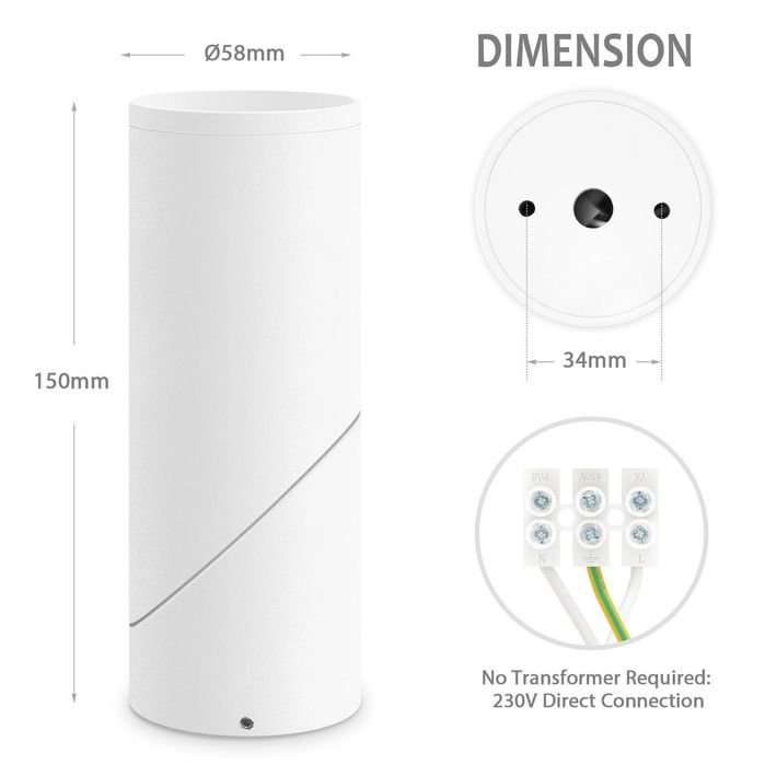 Set 2 Spoturi LED GU10 KYOTECH Orientabile Albe Aluminiu