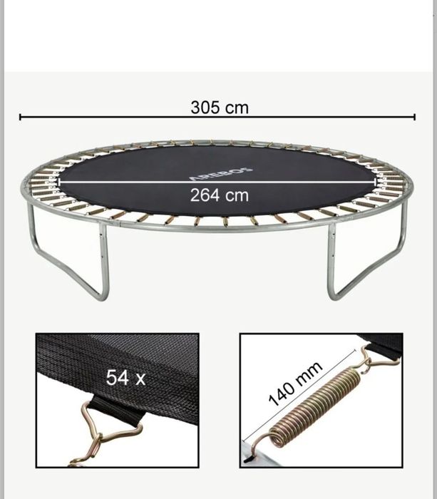 Saltea de sărituri pentru trambulină 305 cm 54 inele 140 mm