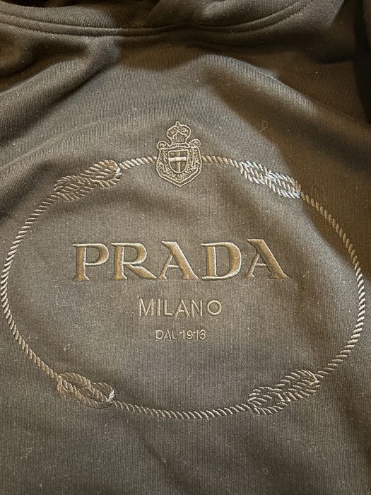 Vand Hanorac Prada- Logo Print Cotton- Black