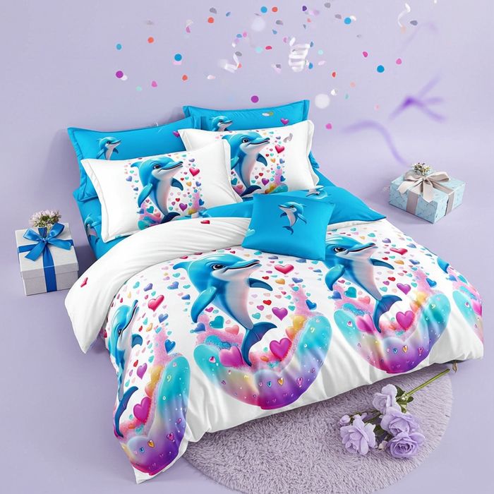 Lenjerie Pat Cega Sx057, Bumbac, 6 Piese, Cu Elastic, Imprimeu