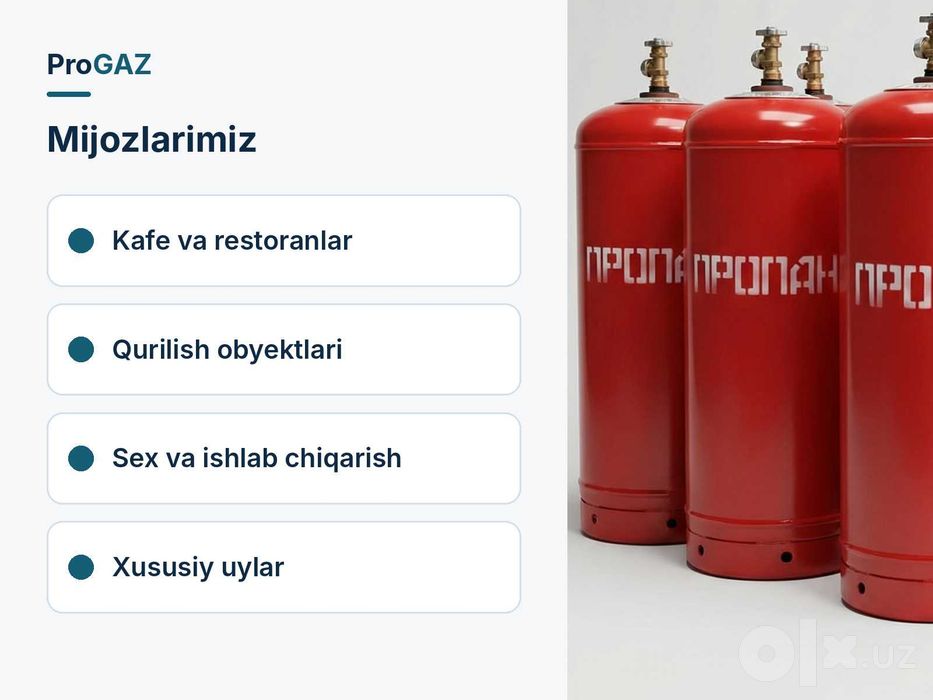 Propan gaz to‘ldirish va almashtirish — 50 litrli ballon