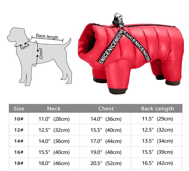 Дреха кучешка зимно ватирано модерно яке гащеризон за куче червен