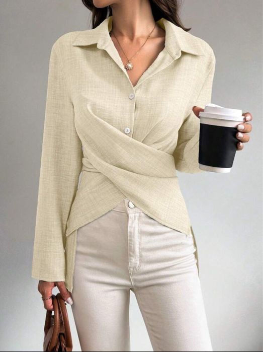 Красива риза в цвят кайсия с интересен дизайн