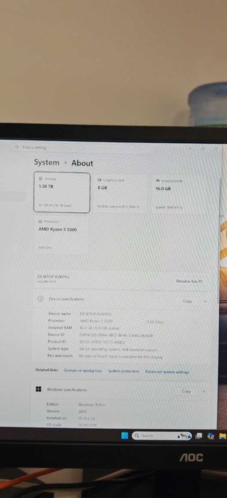 Продавам Геймърско PC Ryzen 5 5500/16Gb 3600Mhz/512GB SSD WD + 1000Gb HDD WD Black/RTX 3060TI/Гаранция