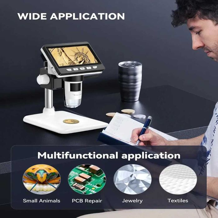 Цифров микроскоп 1000x 1080P 4.3 Inch електронен микроскоп Камера USB