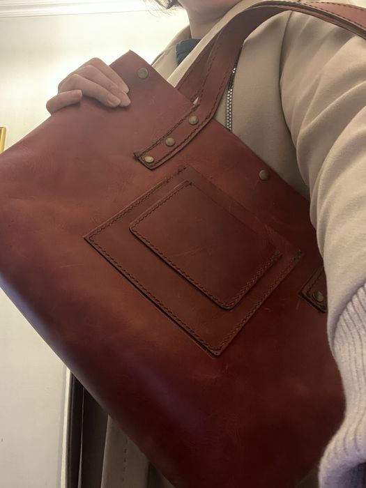 Сумка тоут, натуральная бычья кожа