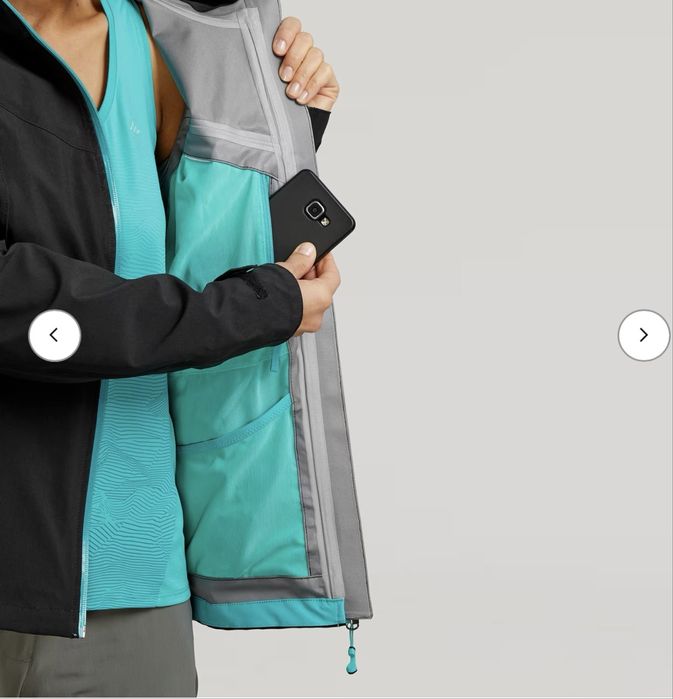 Дамско водоустойчиво яке за планински преходи MH500 - черно