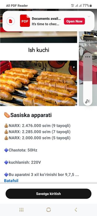 Sasiska aparati pishiradigan apparat Сосиска нагрева Optom narxlarda