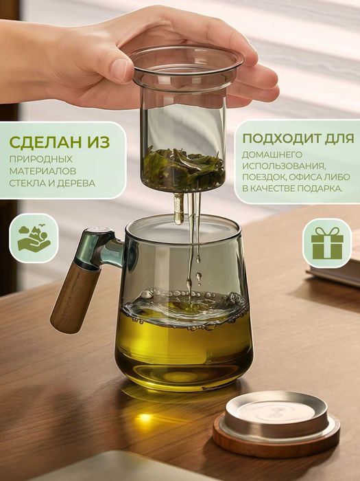 Кружка из боросиликатного стекла для заваривания чая (500 мл)