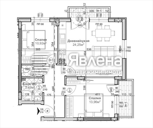 Продава се Тристаен апартамент в Варна, Левски - 96 кв.м за 1515 €/кв.м - Снимка #1