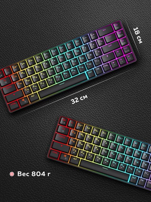 Механическая клавиатура fifine gk1. Hot swap, huano red switches, rgb
