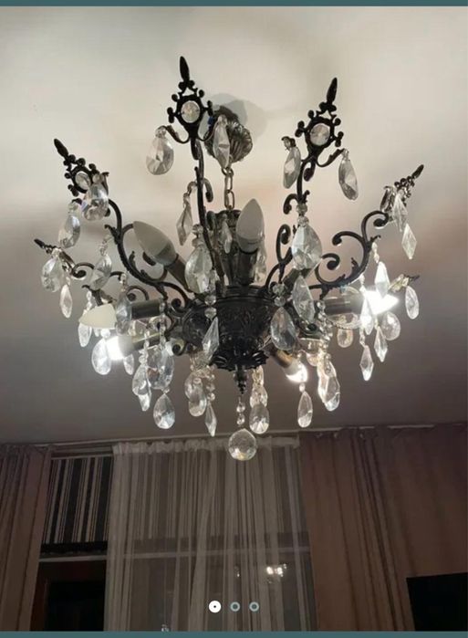 Бронзовая люстра с хрусталем